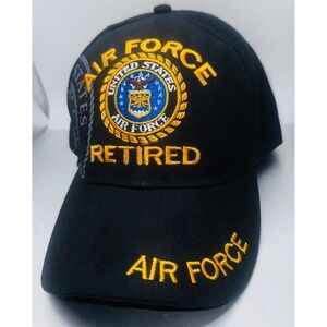US Air Force Retired Embroidered Black Baseball Cap